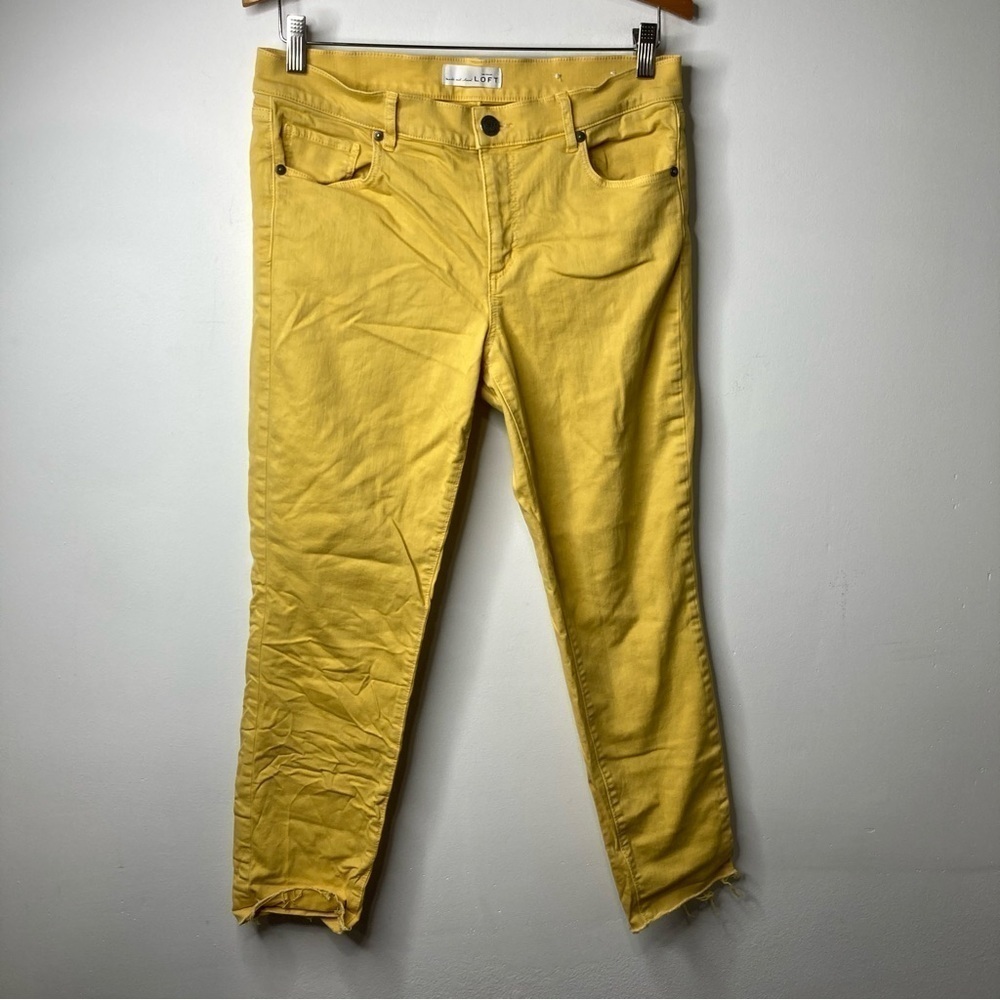 Loft yellow skinny crop jeans raw hem size 28/6